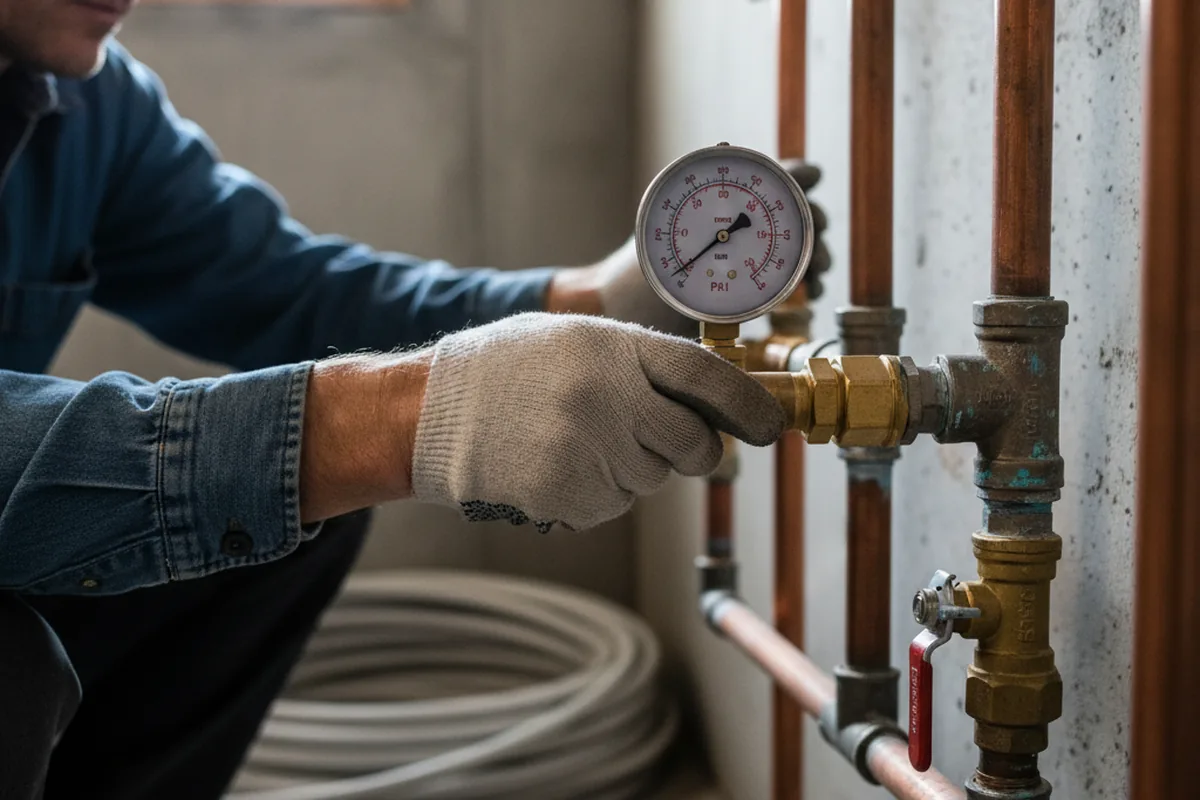 Pressure testing a repaired line during Water Line Repair in Urbana